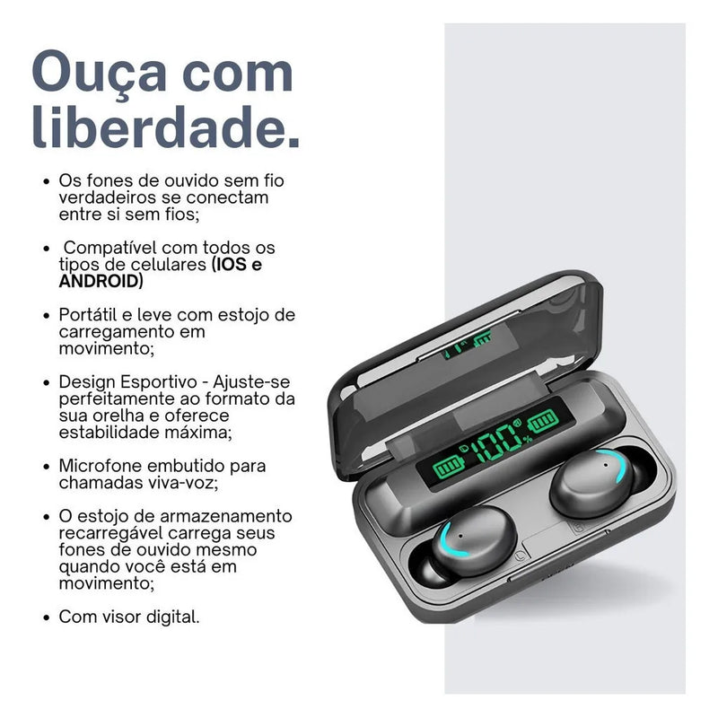 SoundMax Pro F9 - O Fone Bluetooth com Som Imersivo e Power Bank Integrado!