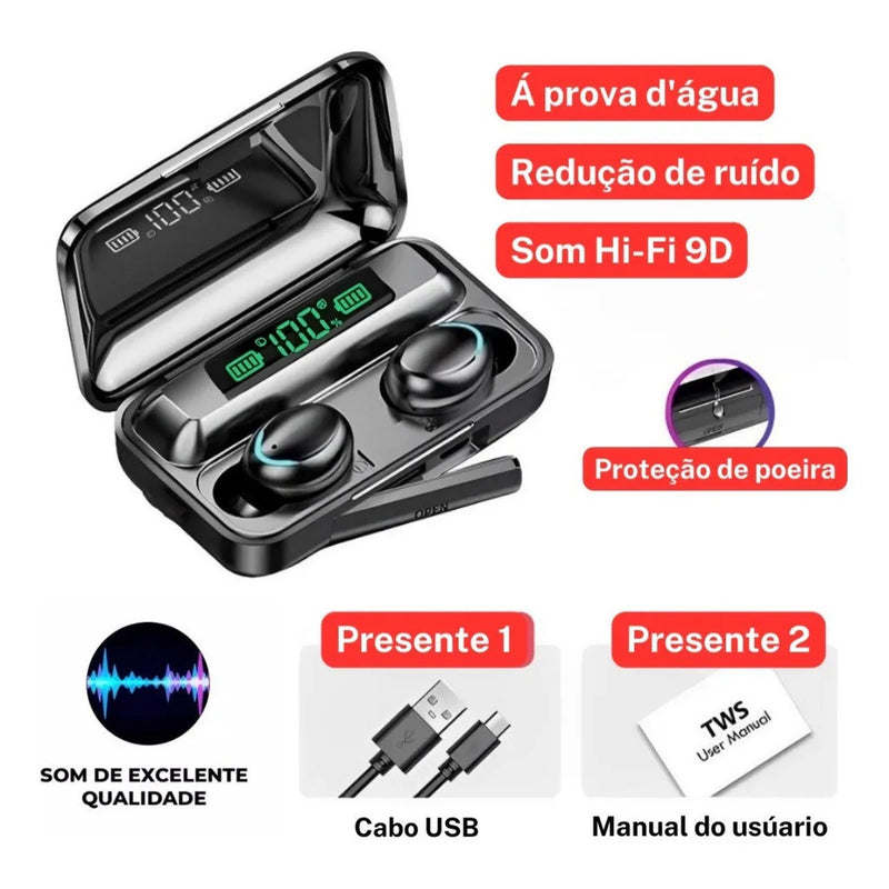 SoundMax Pro F9 - O Fone Bluetooth com Som Imersivo e Power Bank Integrado!