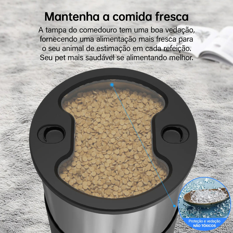 NewPet SmartFeeder Duo: Alimentador Automático Wi-Fi para Gatos e Cachorros com Controle por APP e Tigelas Duplas Inox